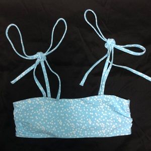 Blue shoulder-tie bikini top from Shein